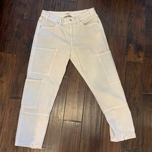 Citizens Of Humanity Abi Zipper Cargo Jean Cottonwood Beige Women 28 (30Wx26”)